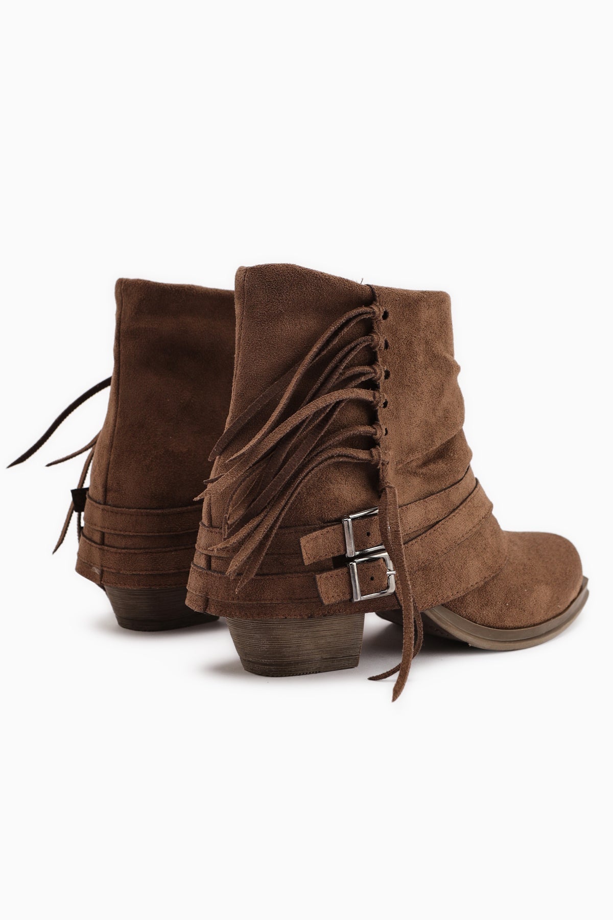 Elis Brown Suede Buckled Women's Cowboy Western Boots