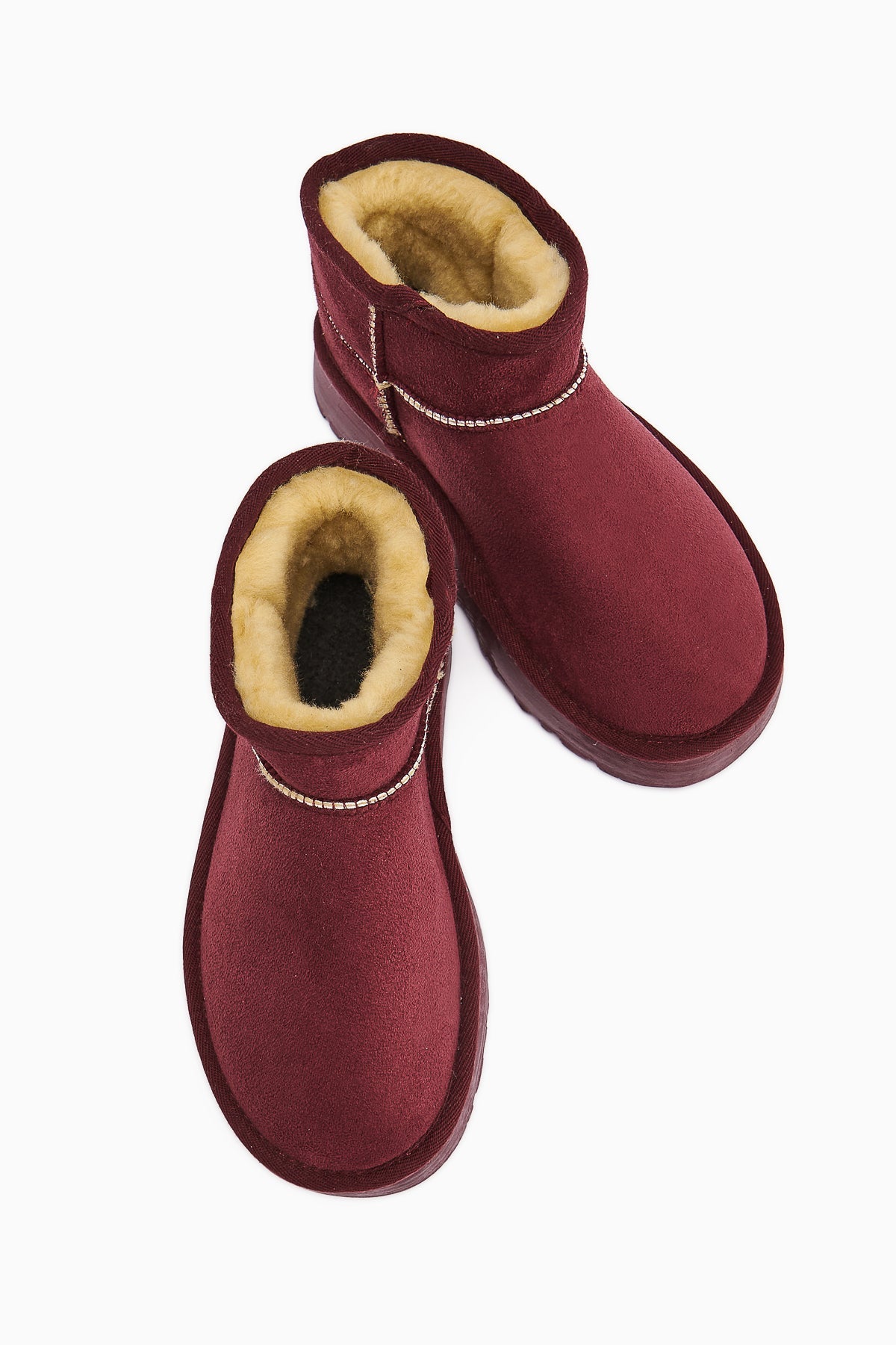Lilly-Anne Burgundy Suede Fur-Lined Short Boot