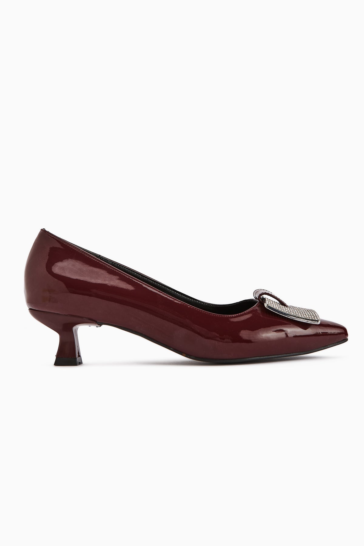 Lini – Burgundy Patent Buckle-Detail Short-Heel Shoe (Women)