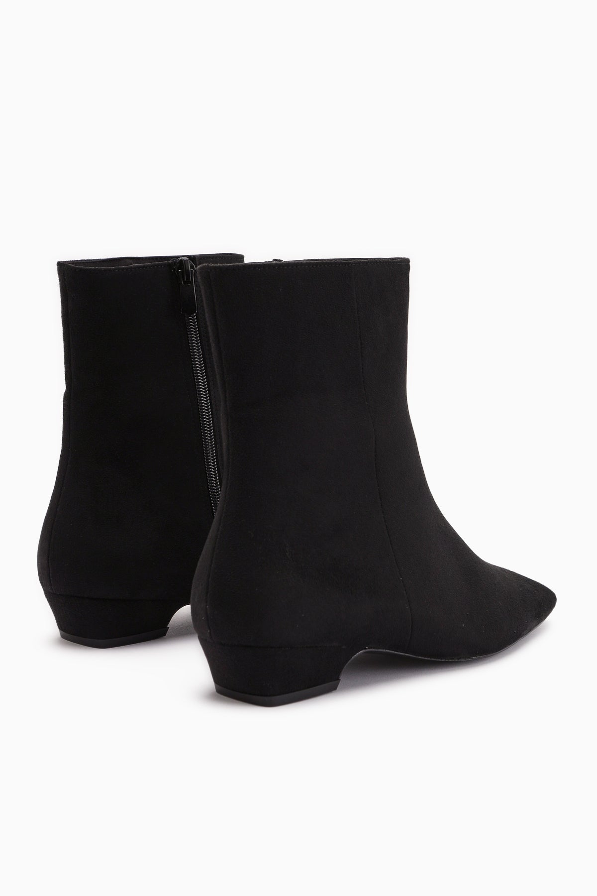 Grace Black Suede Low-Heeled Square-Toe Women's Boot