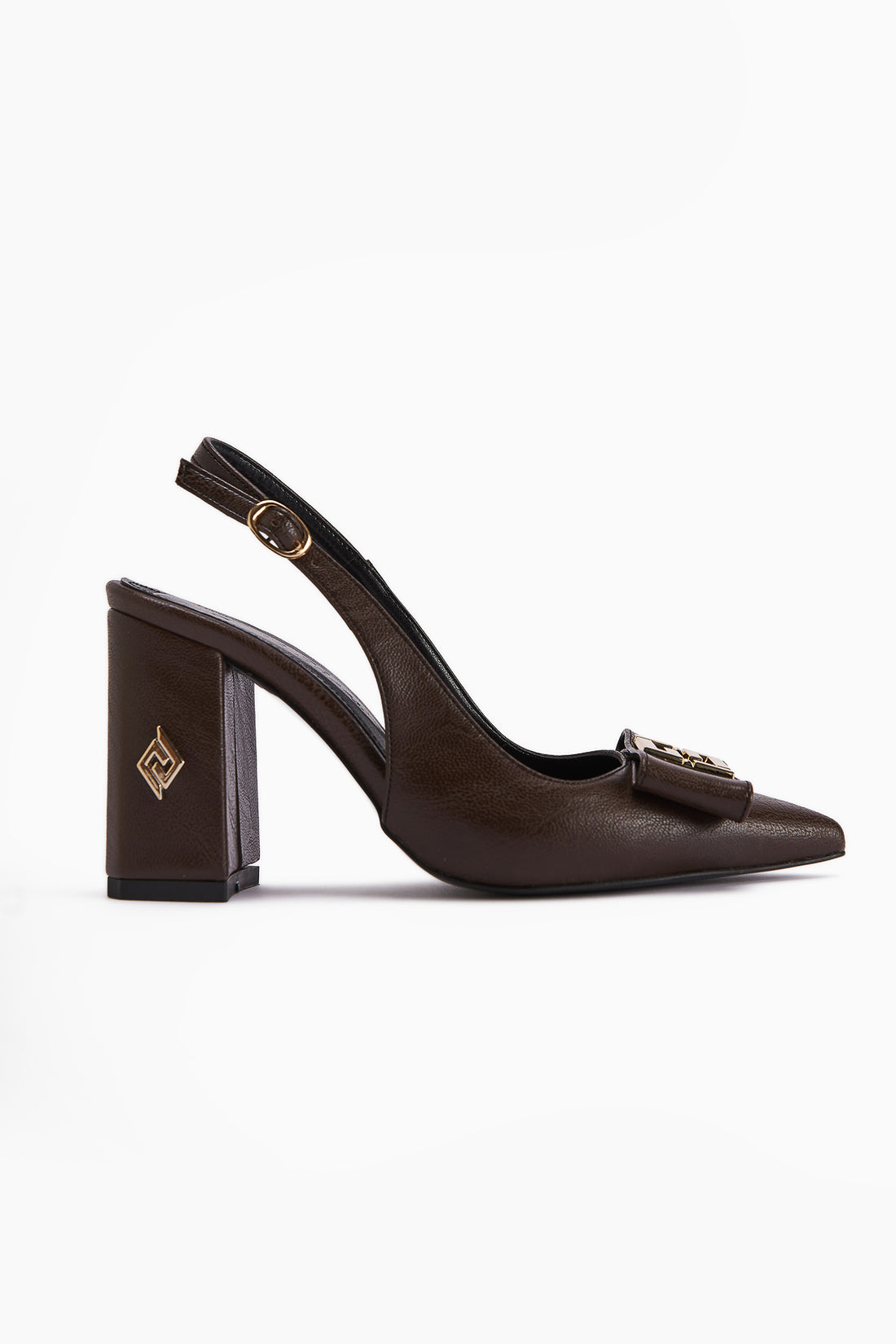Yupin Braun Metall Detailierte Geschlossene Zehe Damen Absatzschuhe