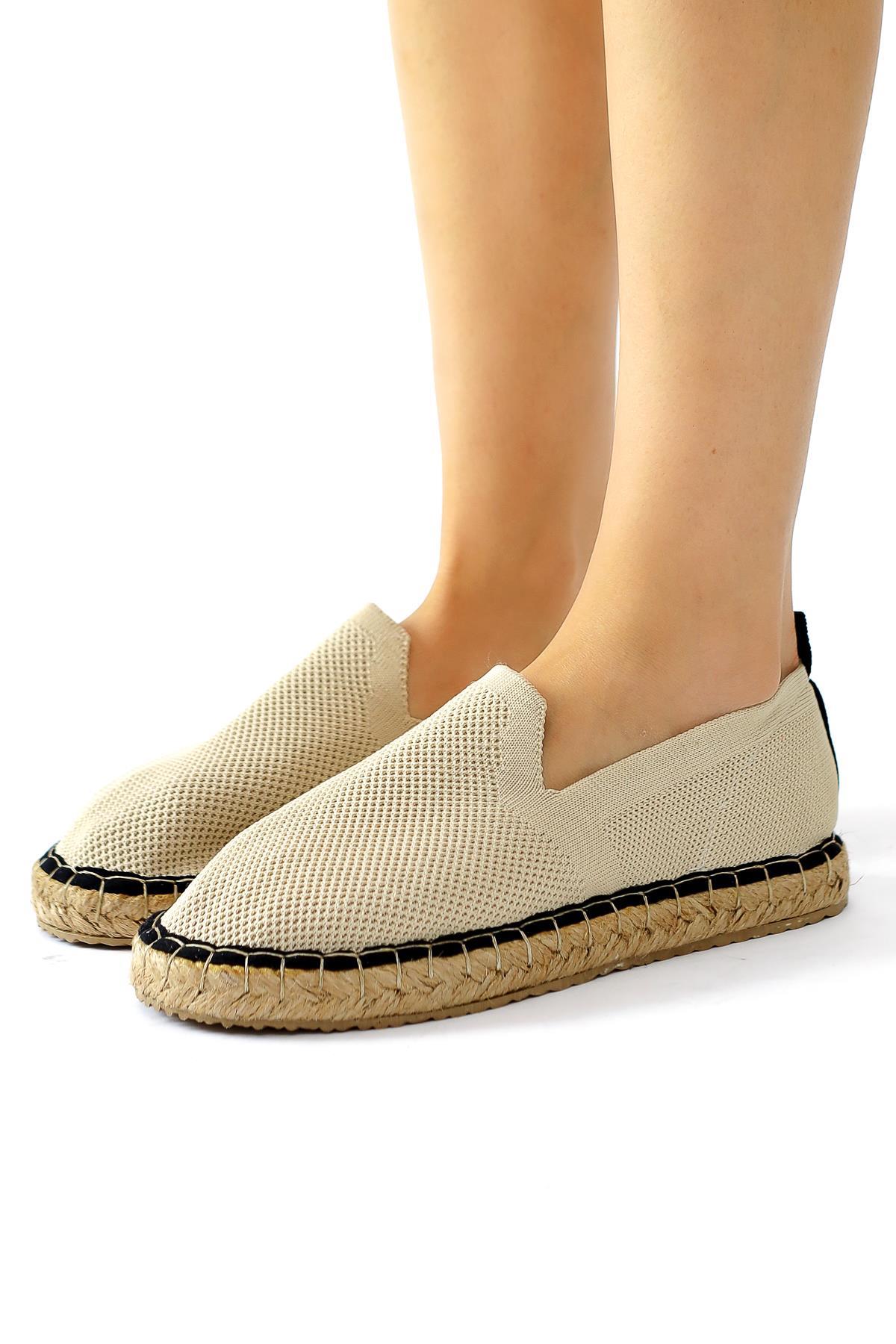 Bisse – Beige Schuh mit Flecht-Detail und Bast-Sohle (Damen)