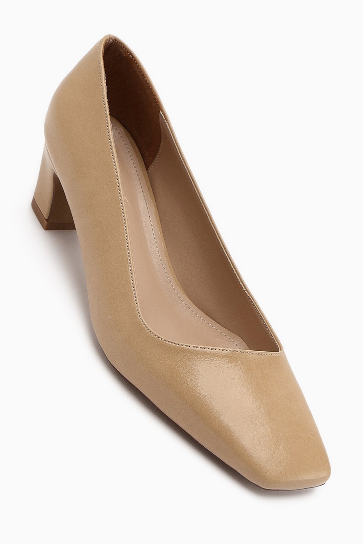 Jelina Beige Chunky Heeled Women's Shoes