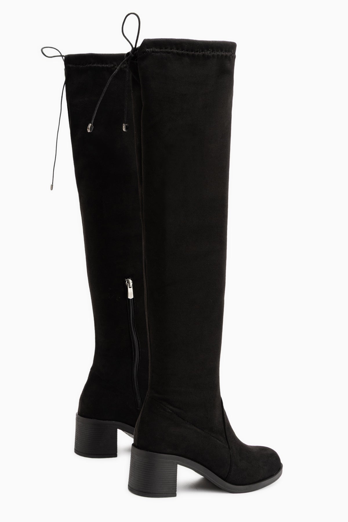 Roxie Siyah Süet Streç Uzun Kadın Çizme