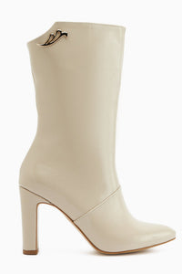 Aria – Beige kniehoher Stiefel mit Absatz (Damen)