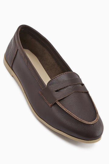 Solina Genuine Leather Coffee Moccasin Comfortable Daily Loafer