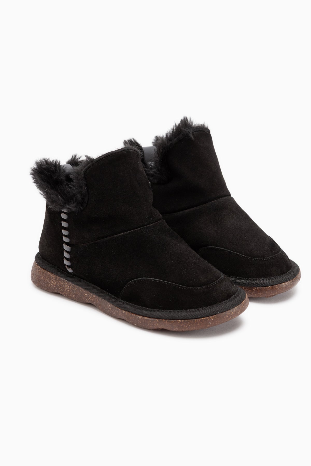 Lorrie Genuine Leather Black Suede Fur Women’s Short Boots