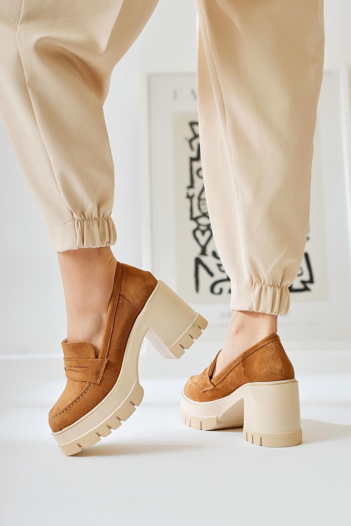 Chanpen Mink Suede Buckle Detail Platform Casual Shoes