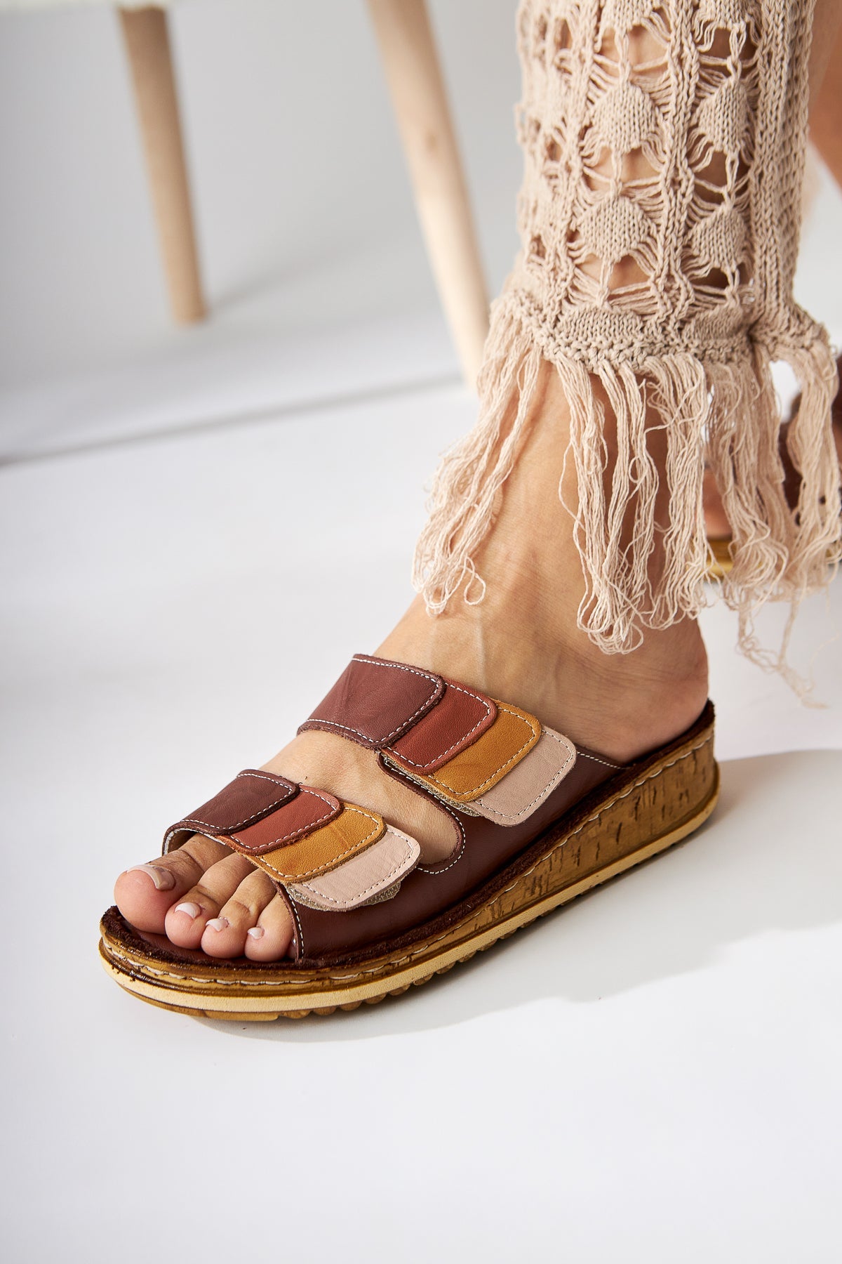 Kassid Echtes Leder Taba Komfort Pantoffeln