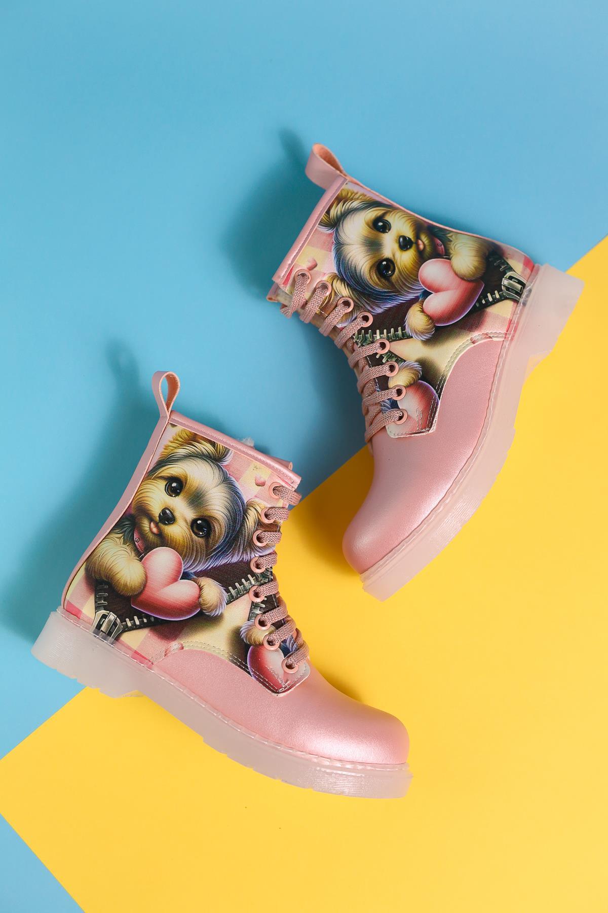 Elena Pink Cartoon Charakter Druck Schnür-Kinderstiefel