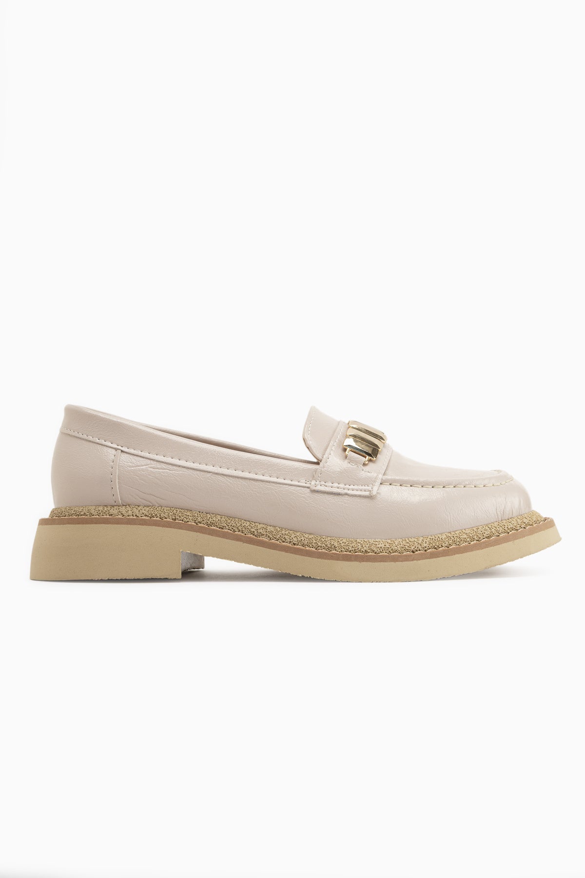 Maribel Beige Accessoire Detail Damen Loafer Alltagsschuhe