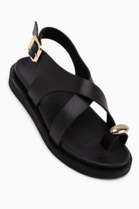 Jolie Black Buckled Thong Women’s Sandal