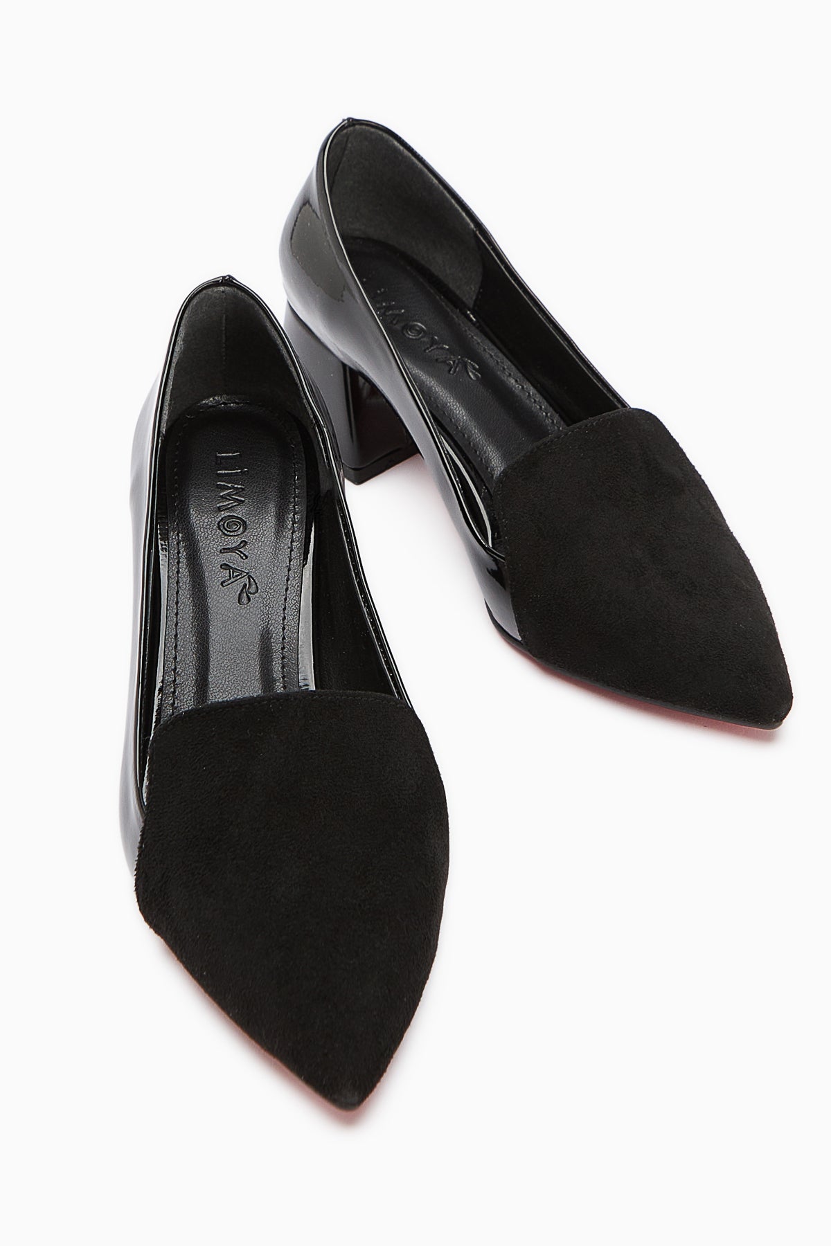 Gisela Schwarze Wildleder-Detaillierte Lackleder Absatzschuhe für Damen