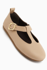 Danni Echtes Leder Nude Mit Schnalle Damen Ballerinas