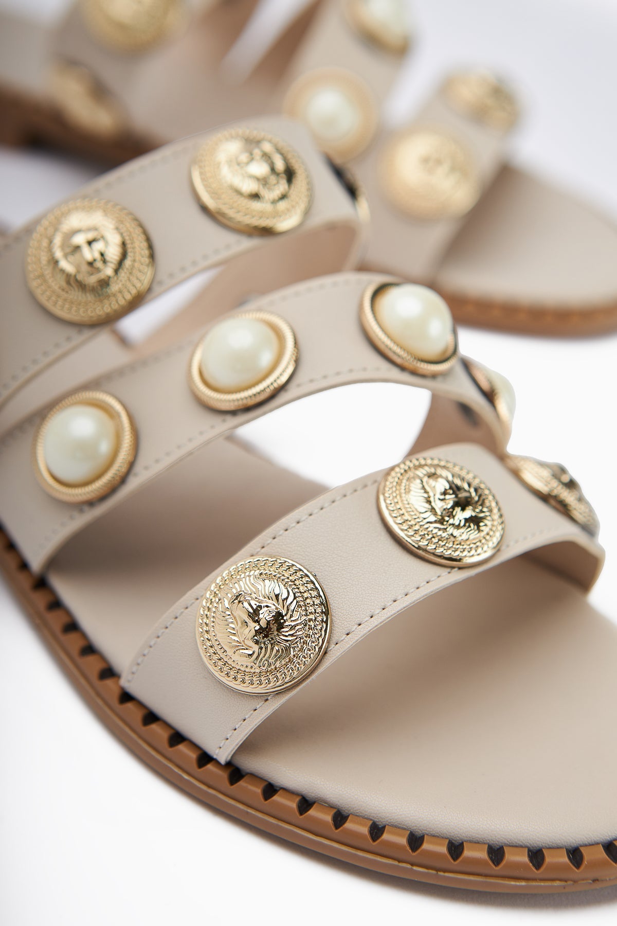 Renaz Nude Pearl Flache Damen Slipper