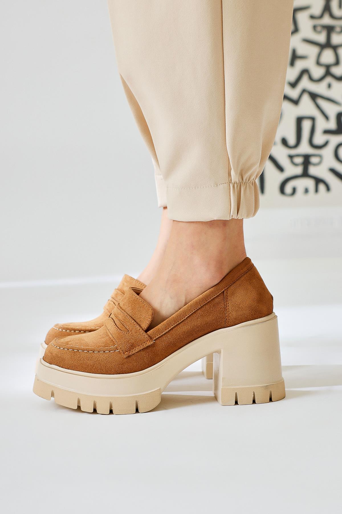 Chanpen Mink Suede Buckle Detail Platform Casual Shoes