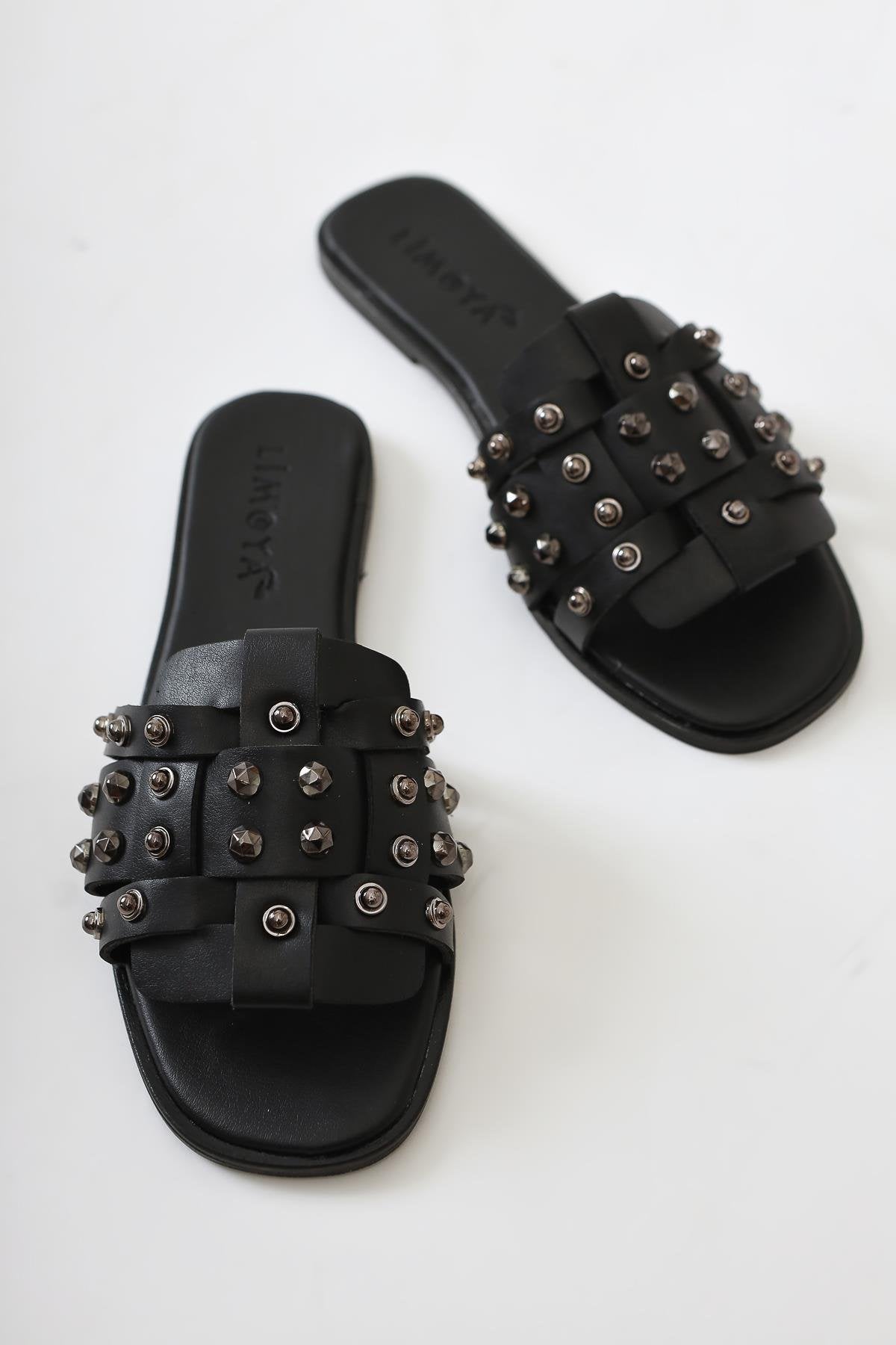 Aima Black Thin Strappy Sandals