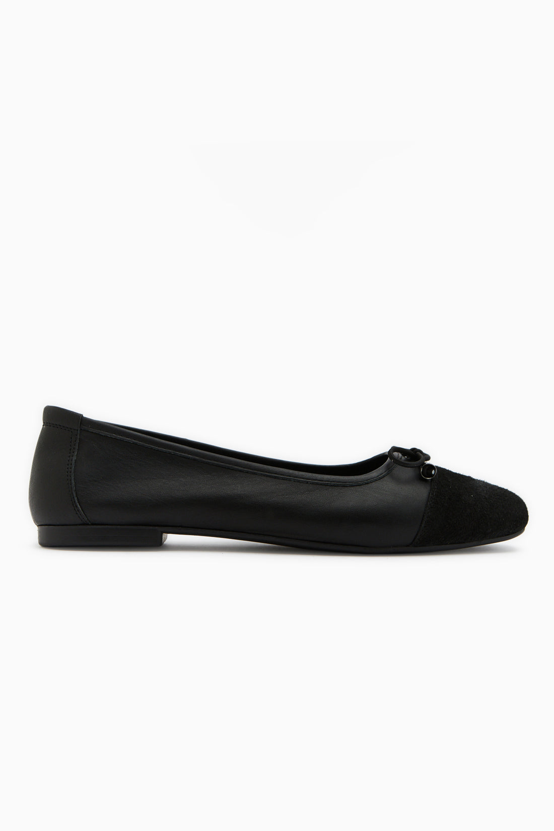 Anjela Echtes Leder Schwarze Schleifen Detail Damen Ballerinas