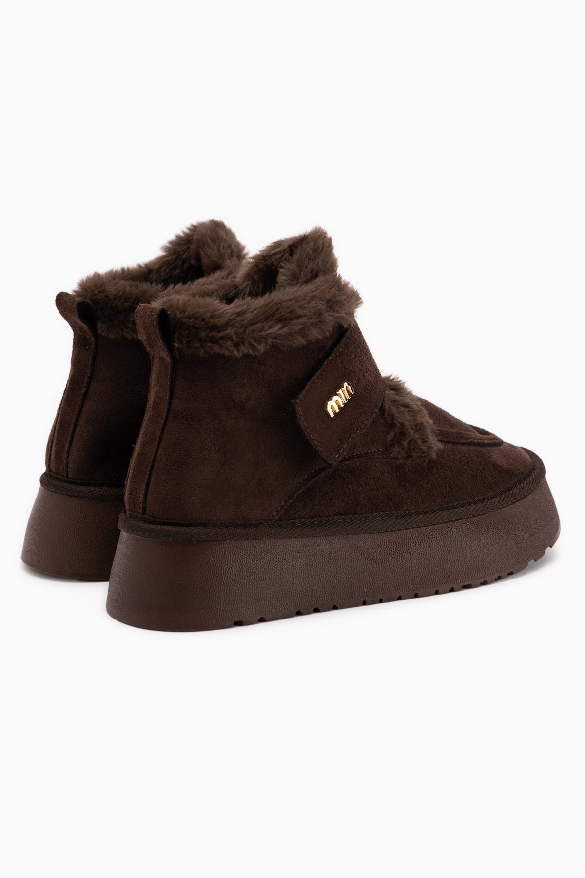 Celia Braun Wildleder Pelz Dicke Sohle Damen Stiefel