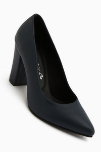 Emily Echtes Leder Marineblau Dick Absatz Damen Schuhe
