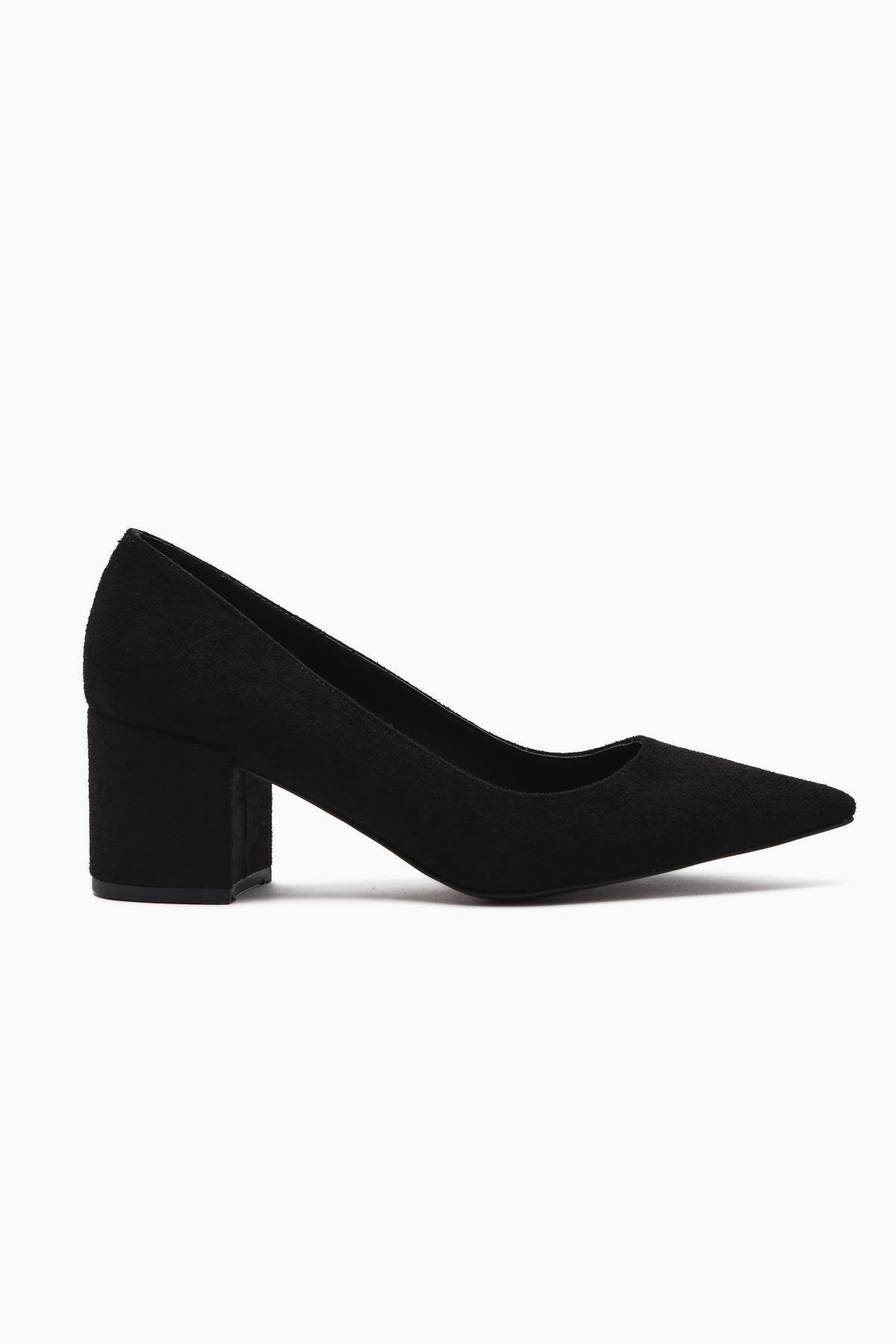 Angela Black Suede Pointed Toe Low Heel Women's Shoes