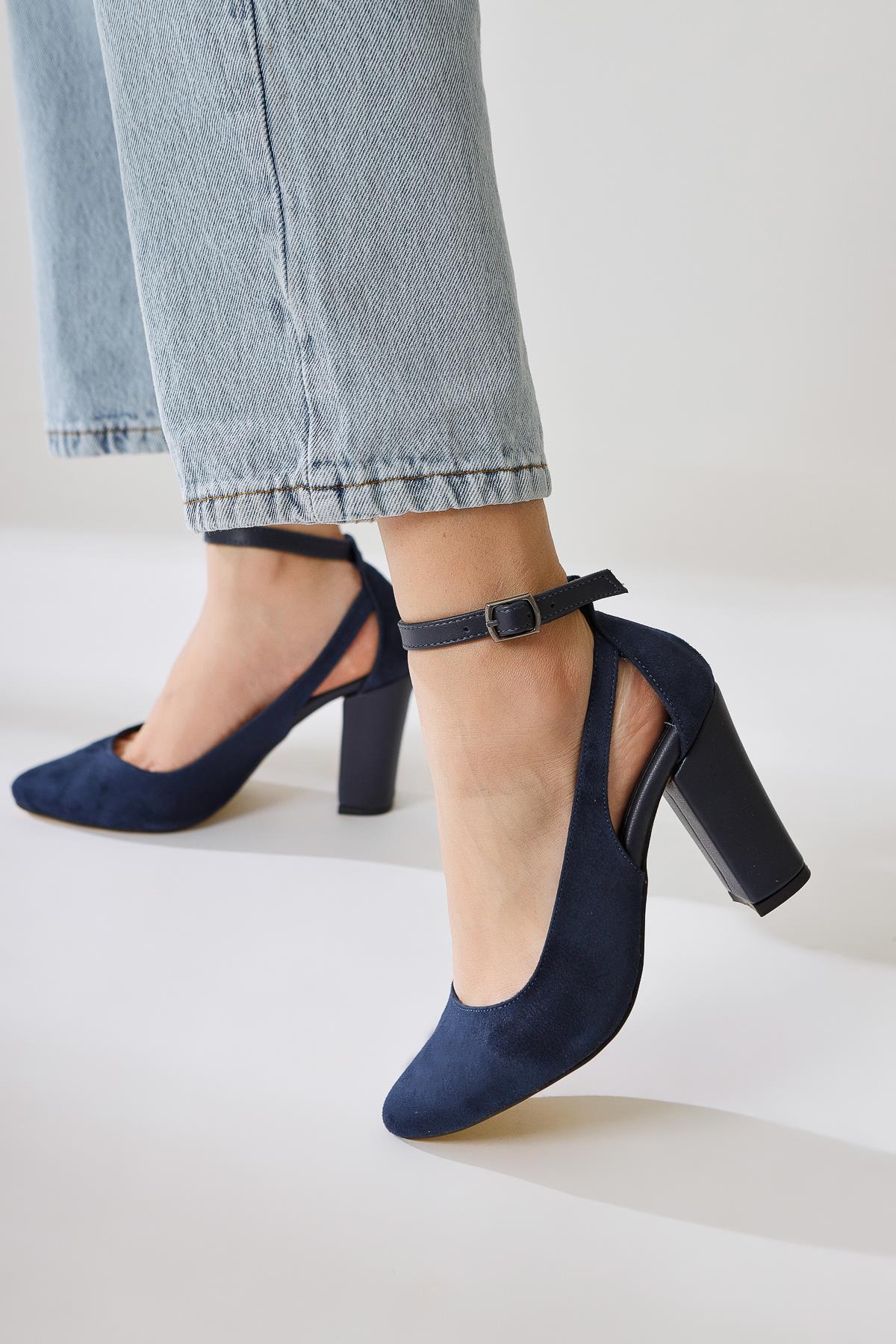 Kyle – Navy Ankle-Baret-Detail High-Heel Shoe (Women)