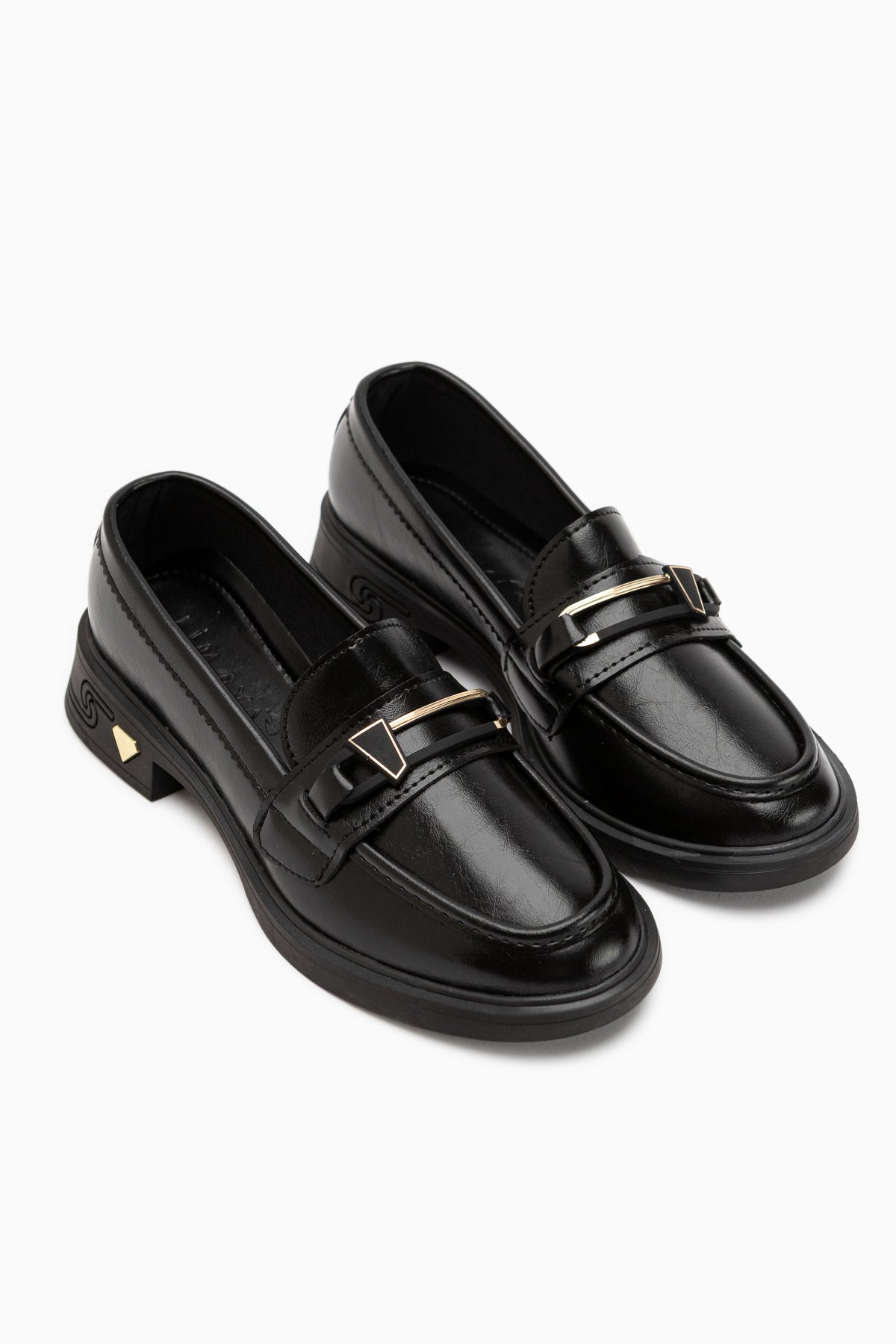 Emilia Schwarze Schnalle Damen Loafer Alltagsschuhe
