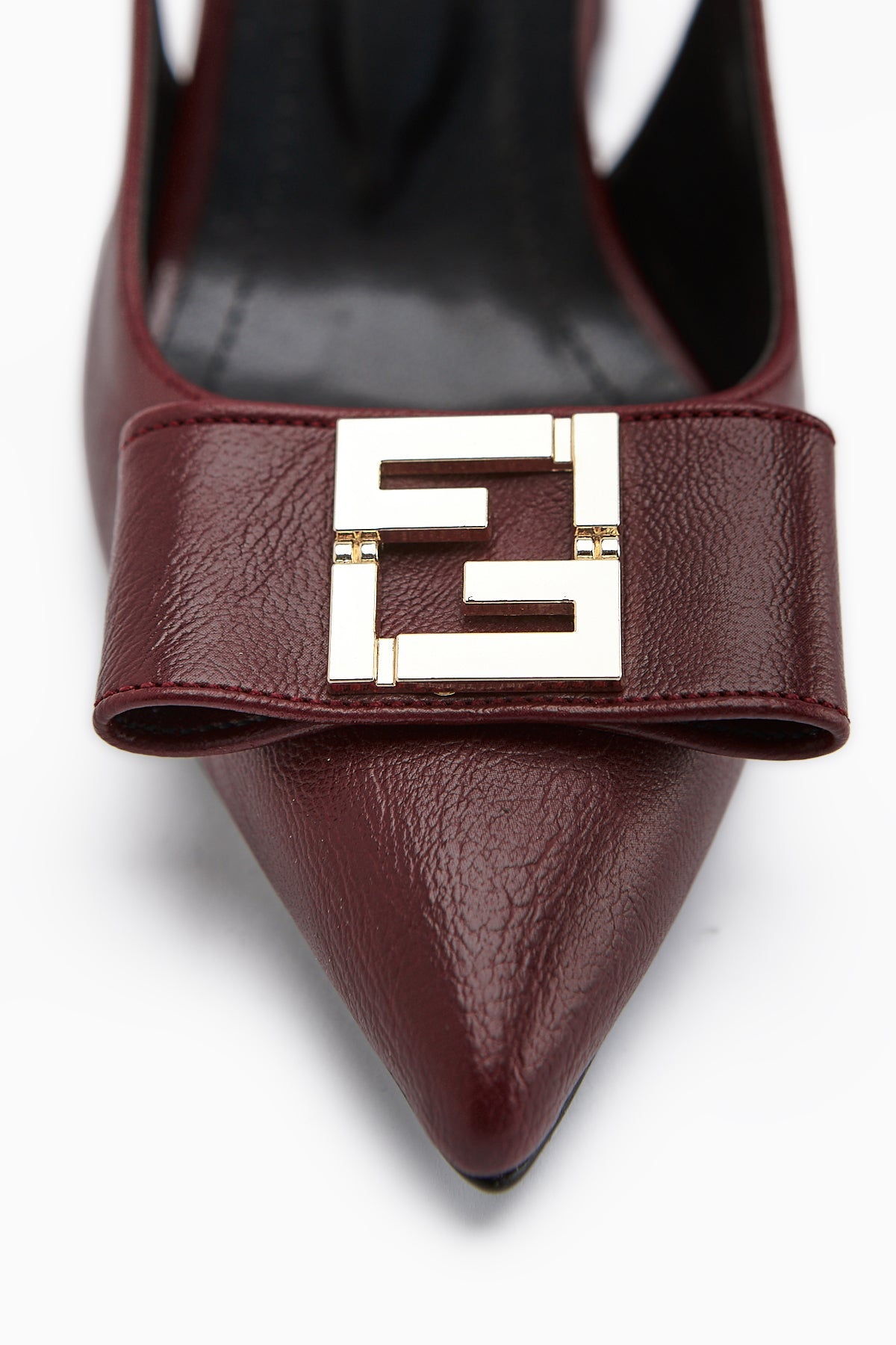 Yupin Burgundy Metal Detailed Closed-Toe Heeled Women's Shoe