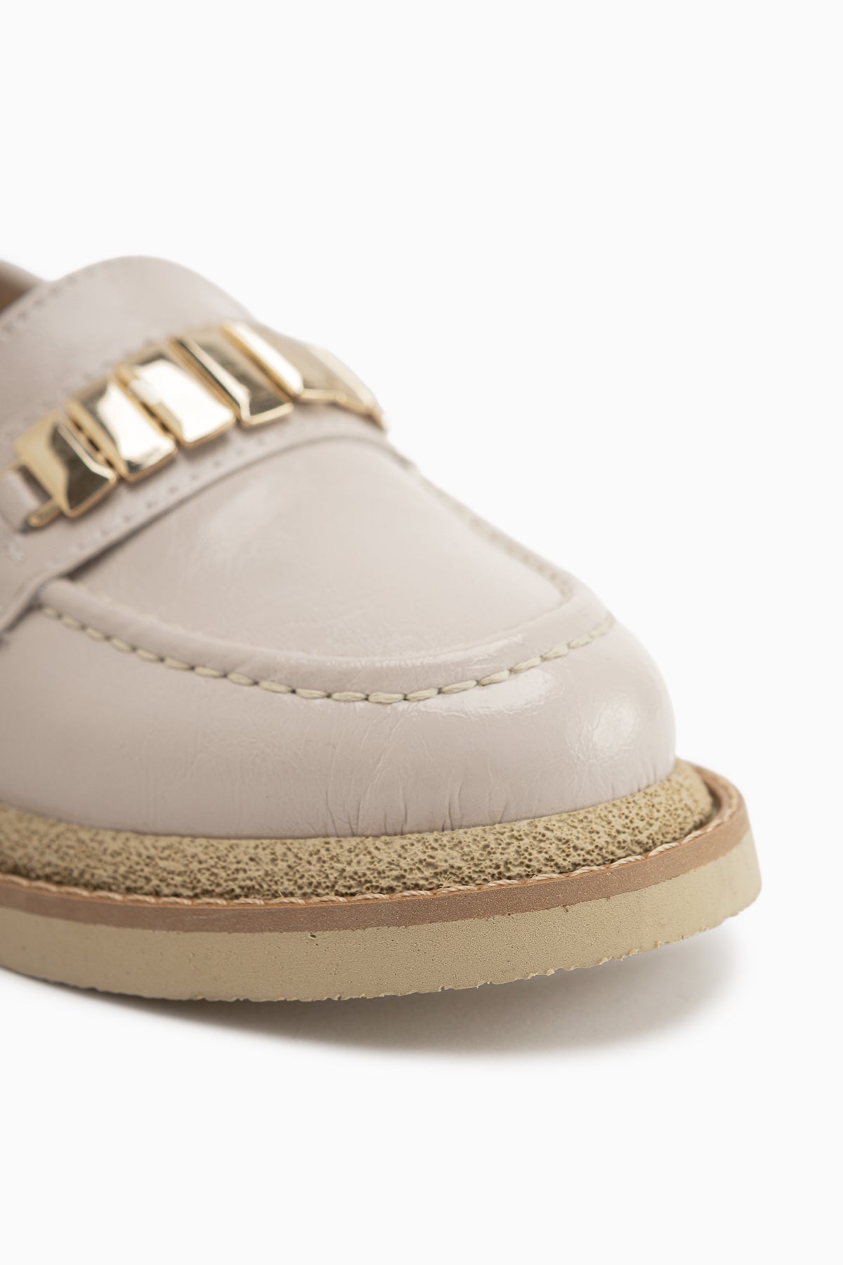 Maribel Beige Accessoire Detail Damen Loafer Alltagsschuhe