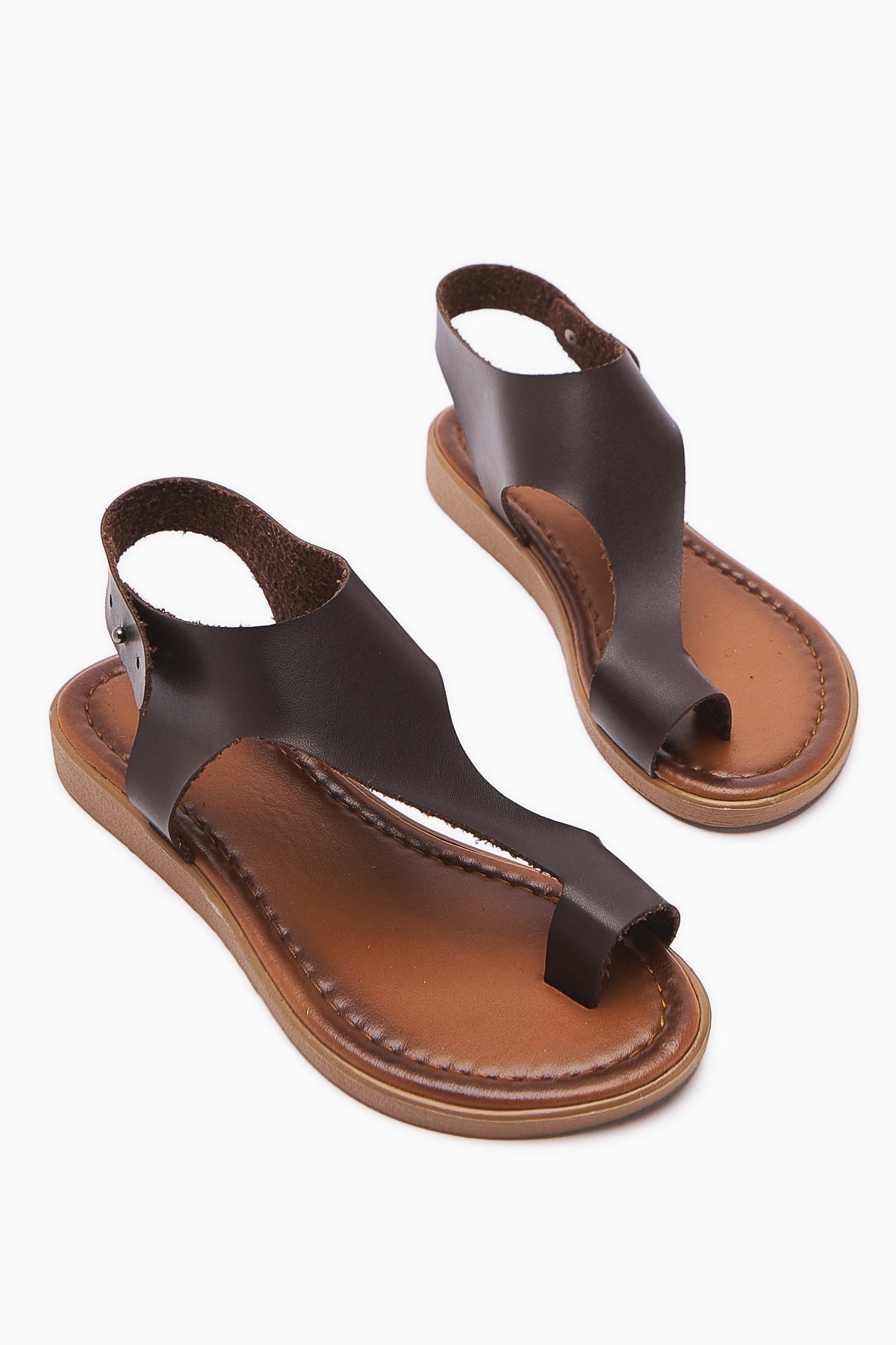 Laili Echtes Leder Kaffee Zehentrenner Sandalen