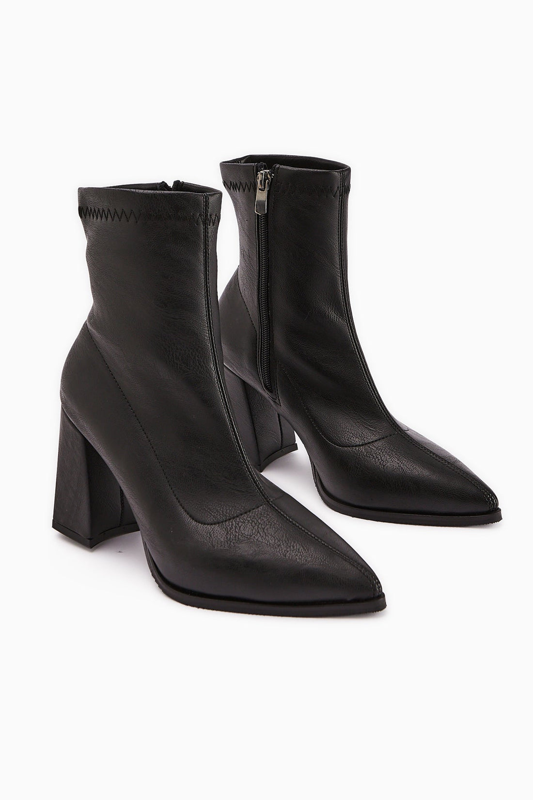 Susy Black Chunky Heel Stretch Women's Boot