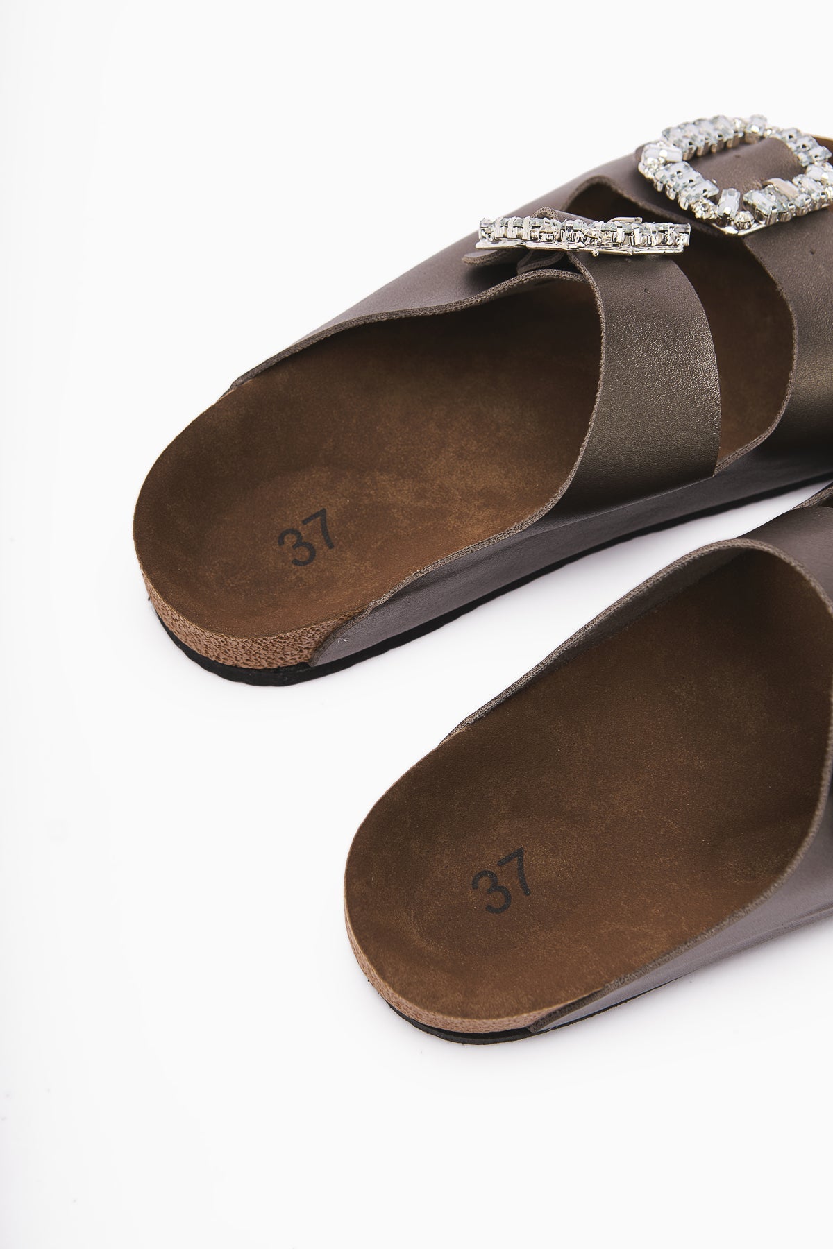 Brisa Platinum Doppelriemen Stein Schnallen Detail Slipper