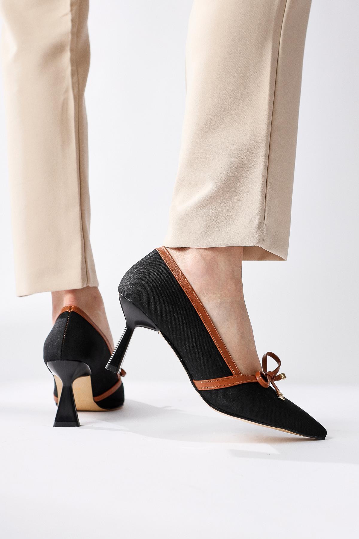 Loviisa Black-Coffee Bow Detailed High Heel Shoes