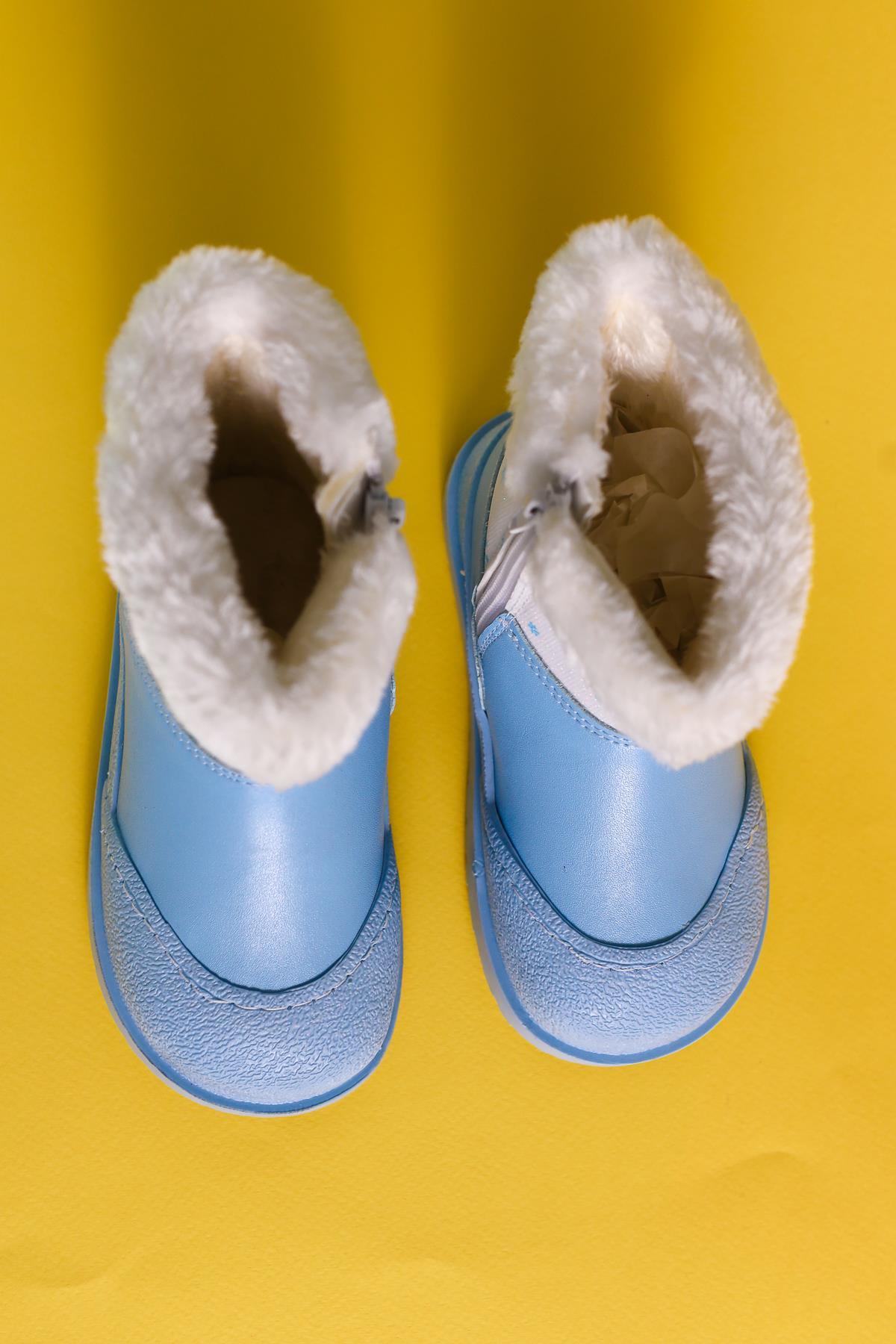 Hannah Blau Gestreifte Charakterdruck Pelzgefütterte Kinderstiefel