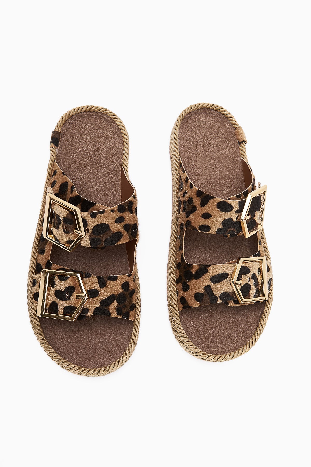 Horia Leopard Print Double Strap Woven Sole Women's Slipper