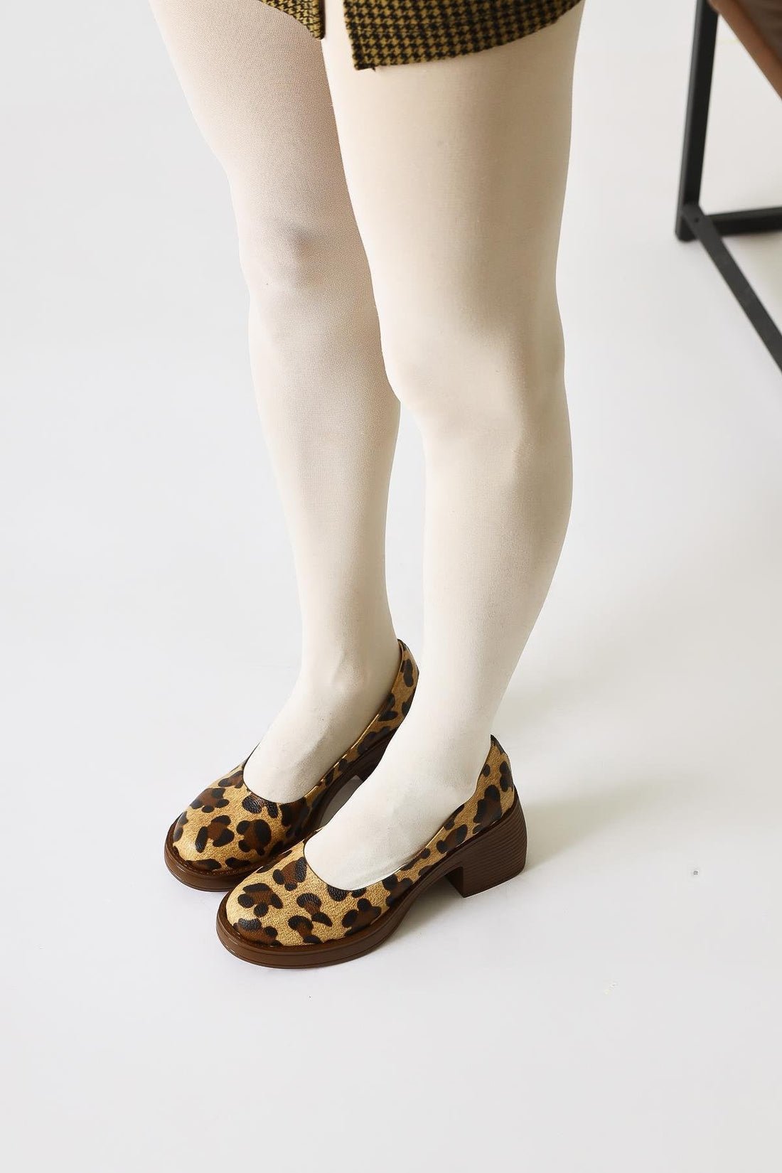 Jeannie Leopardenmuster Oval Zehenabsatz Täglicher Schuh