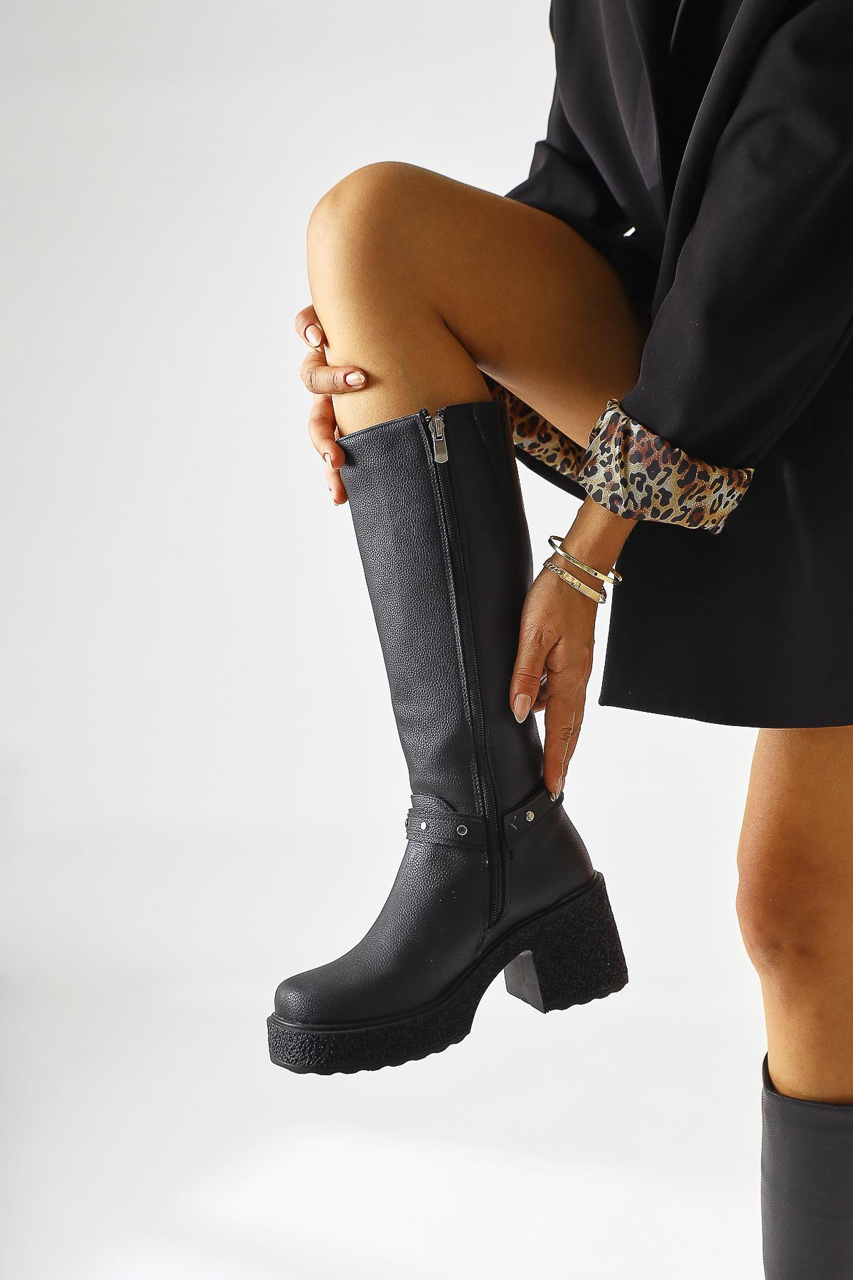 Kenzie Black Ankle Detail Boots