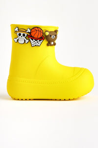 Chris Yellow Pin Detail Waterproof Kids Boots