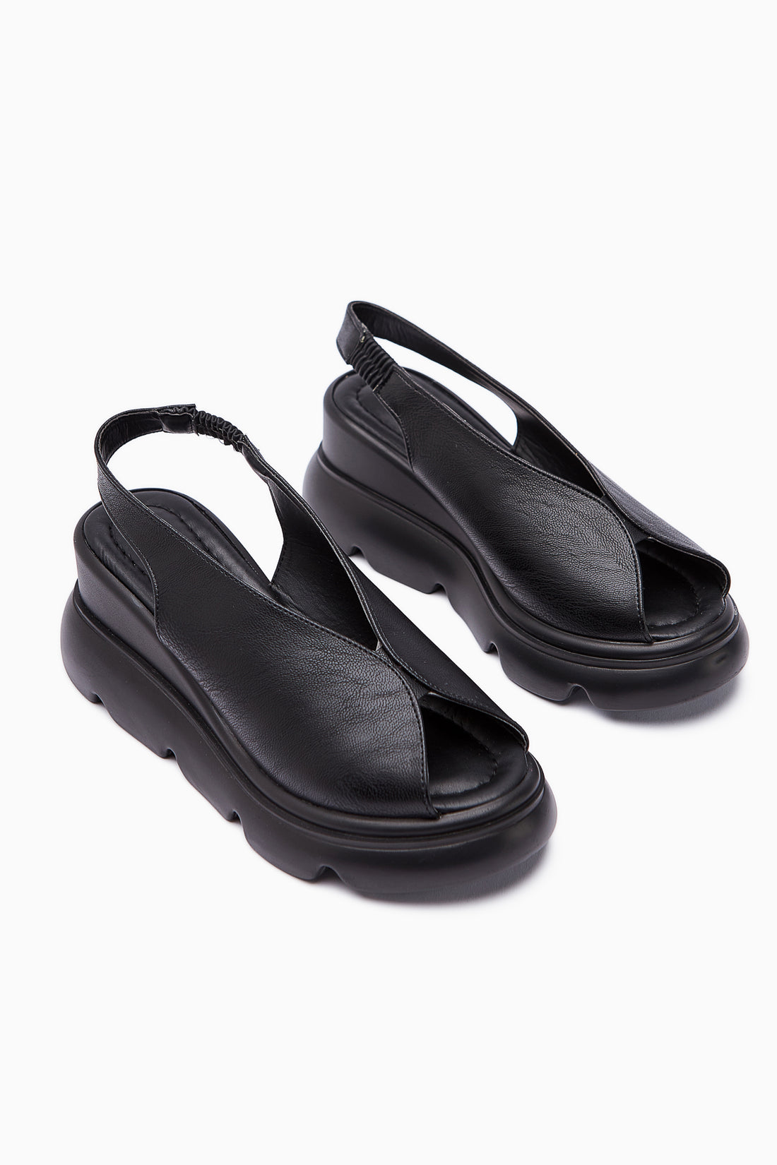 Tilda Black Elastic Platform Heeled Sandals