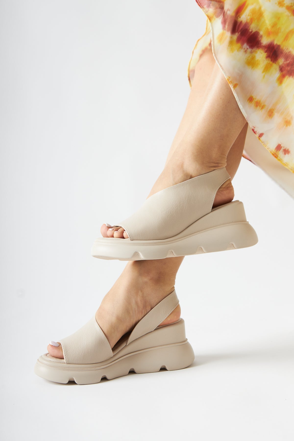 Lima Beige Dicke Sohle Offene Zehen Damen Sandalen