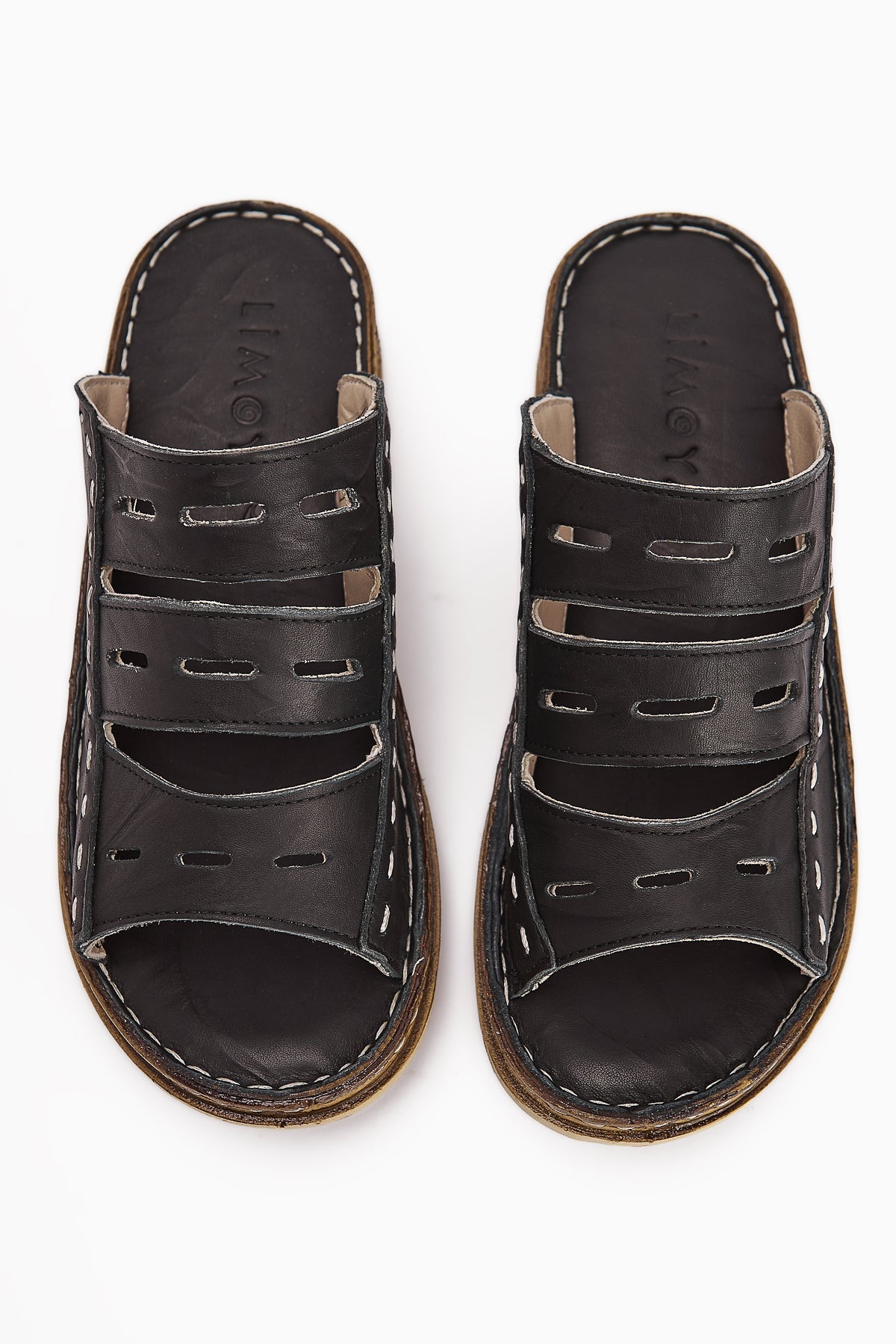 Joelle Genuine Leather Black Comfort Laser Cut Slippers