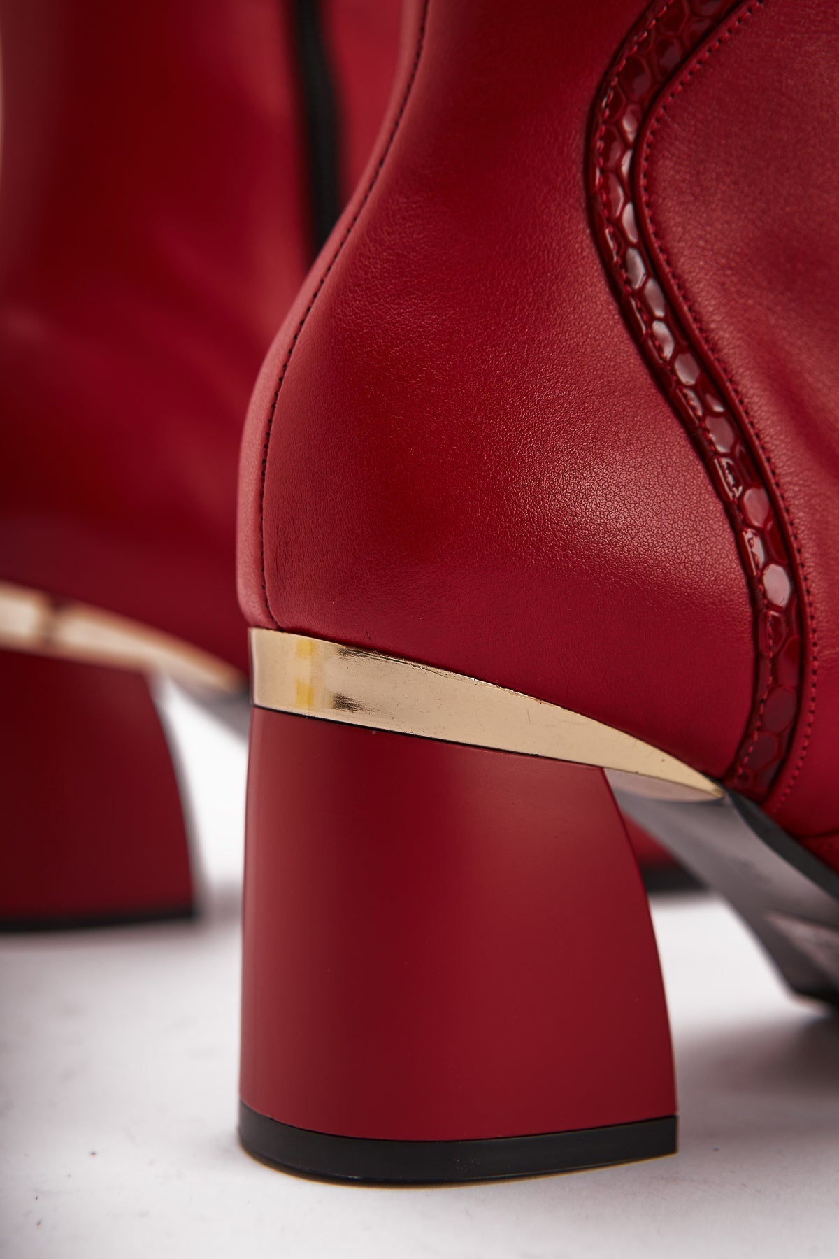 Kaylin Genuine Leather Red Snake Pattern Detailed Women's Heeled Boot