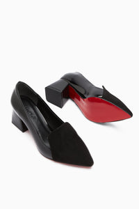 Gisela Schwarze Wildleder-Detaillierte Lackleder Absatzschuhe für Damen