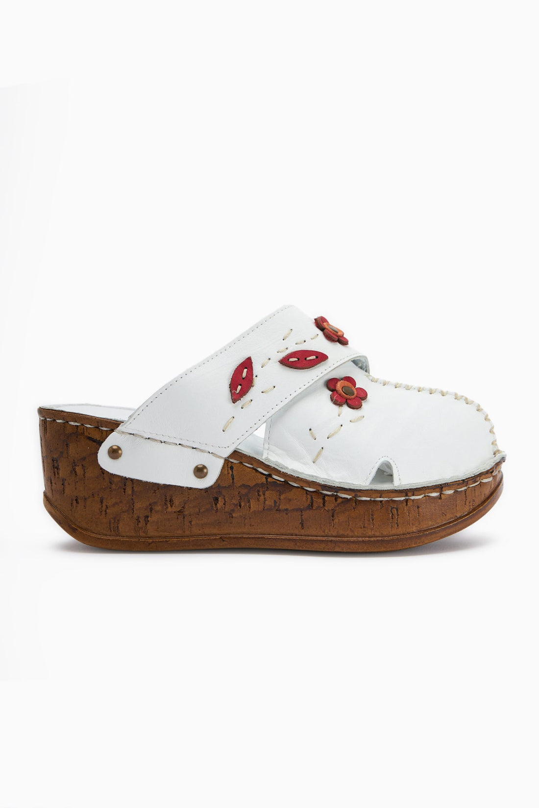 Alto Genuine Leather White Comfort Slippers with Distressed Sole