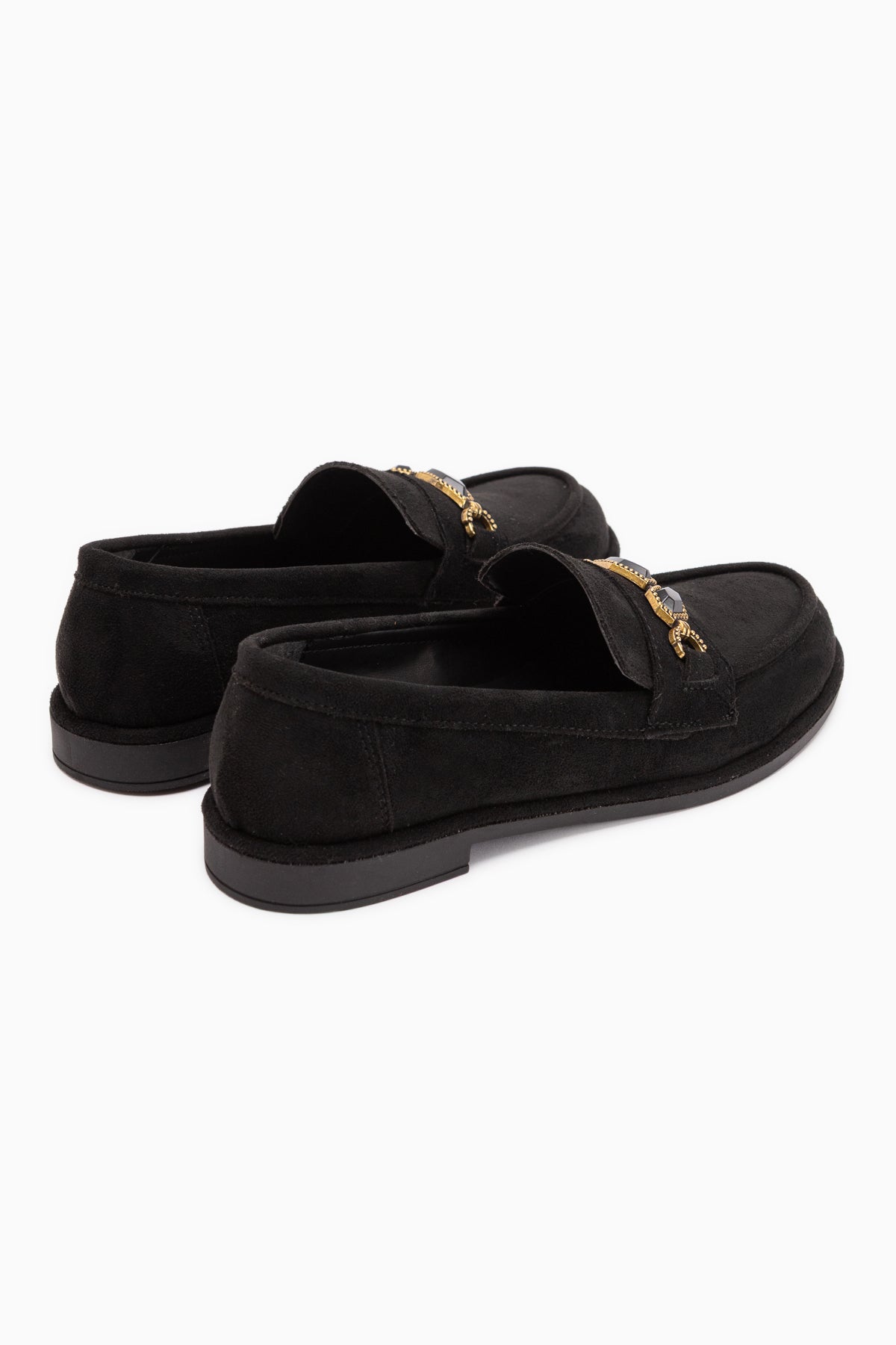 Callie Schwarze Wildleder Stein Damen Loafer Schuhe