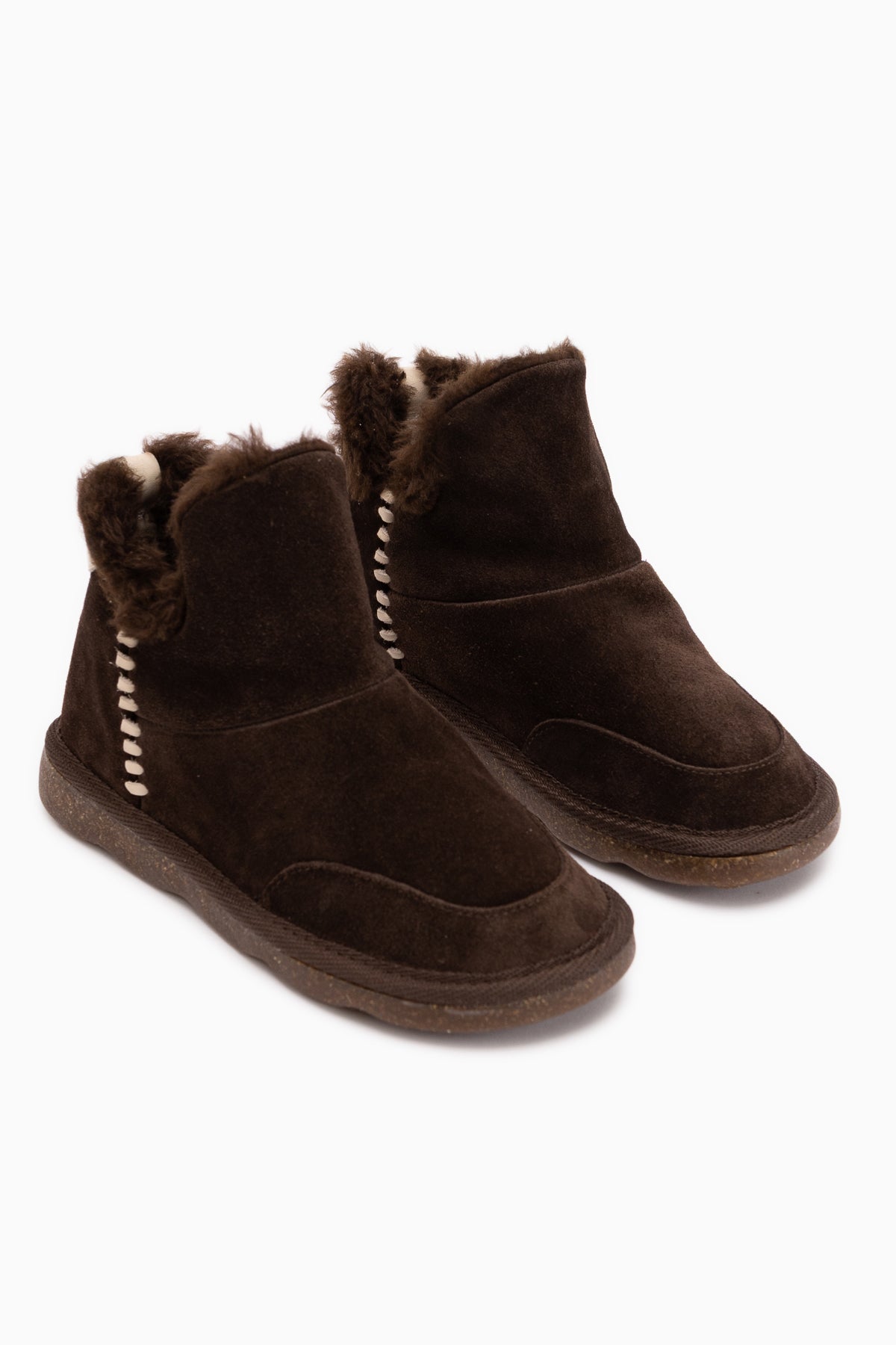 Lorrie Echtes Leder Braun Wildleder Pelz Damen Kurzstiefel