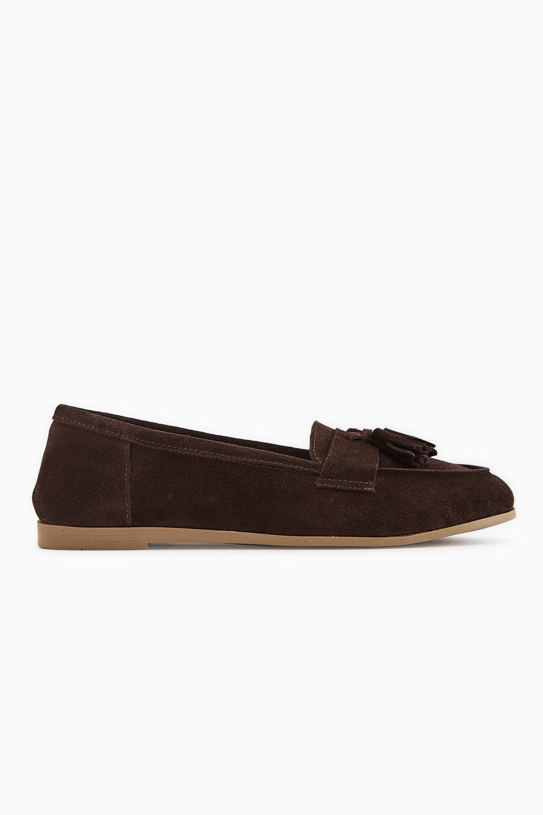 Doris Genuine Leather Coffee Suede Tasseled Women's Loafer