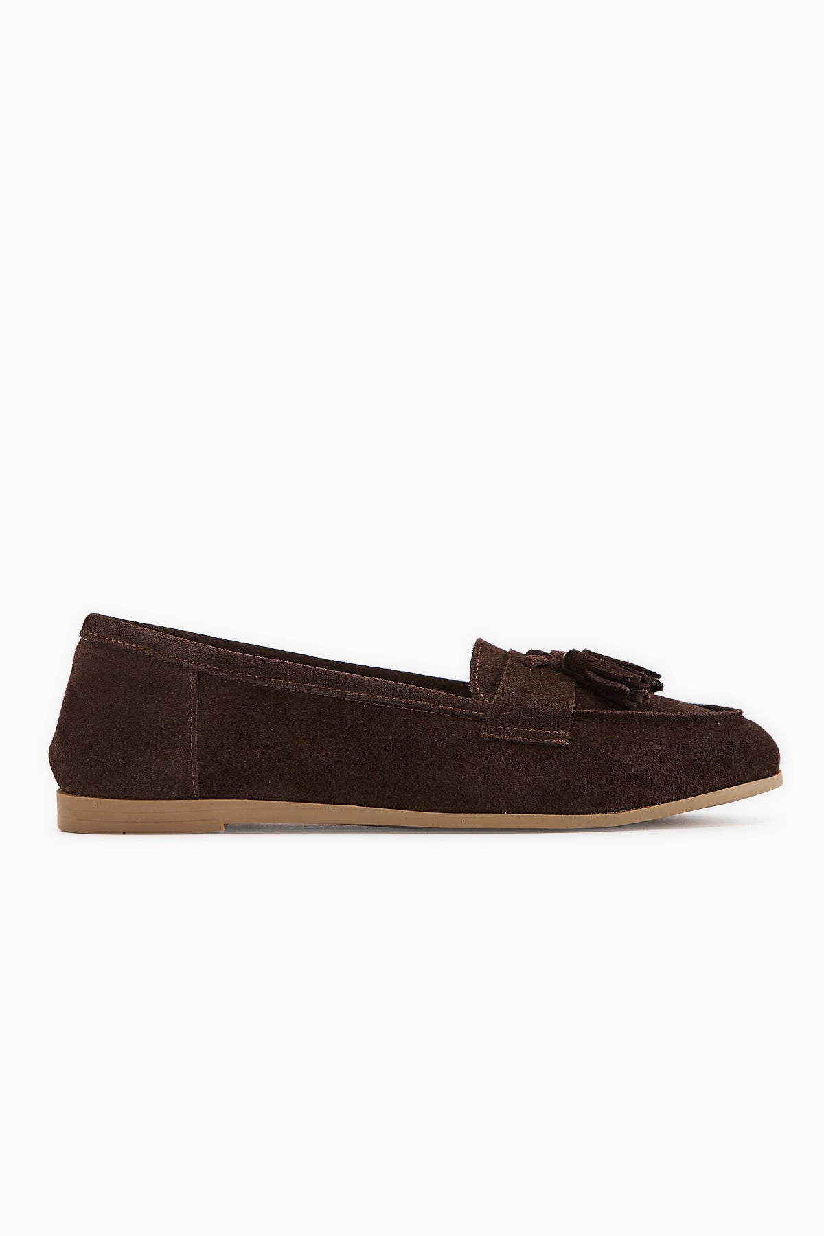Doris Genuine Leather Coffee Suede Tasseled Women's Loafer