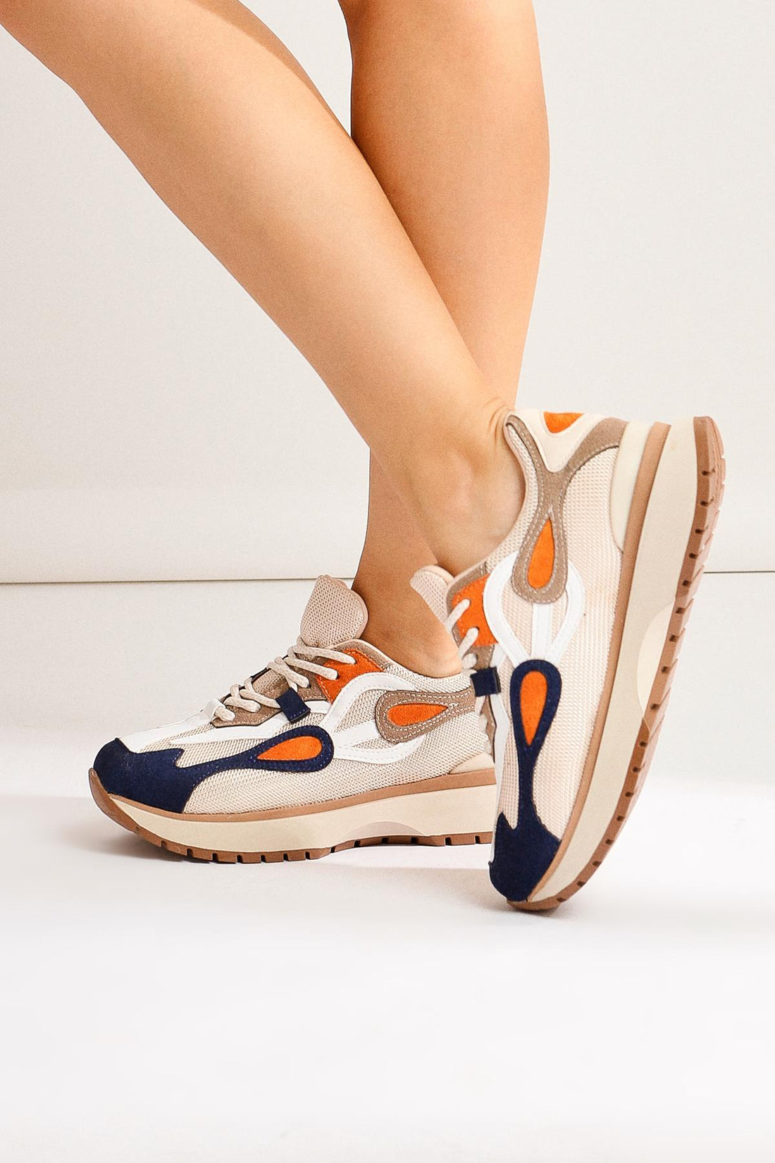 Gerdh Beige Knit-Suede Sneakers