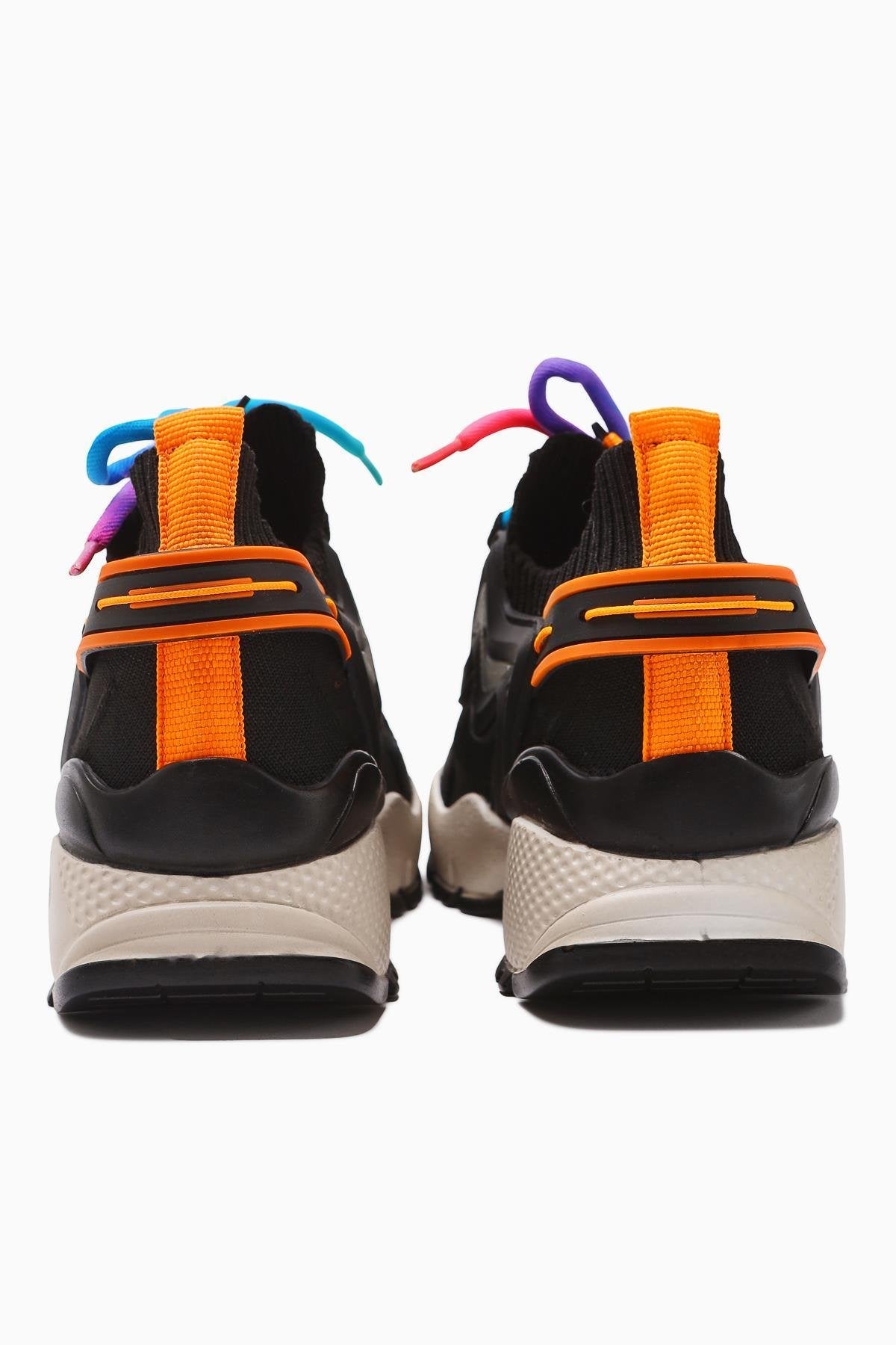 Anabell Siyah Triko Süet Detaylı Renkli Bağcıklı Kadın Sneakers